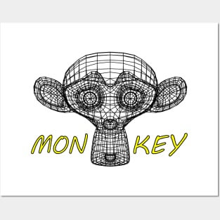 SIMPLE MONKEY MESH FACE Posters and Art